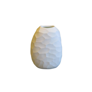 Pebble Carved Vase in White