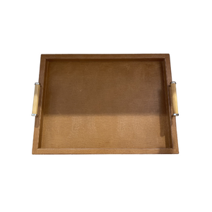 Leather Tray in Bamboo/Marble Lizard, Large - COMO Life